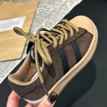 Jesenke dječje tenisice od prave kože s velur panelima i shell toe, casual retro sportske tenisice za dječake i djevojčice