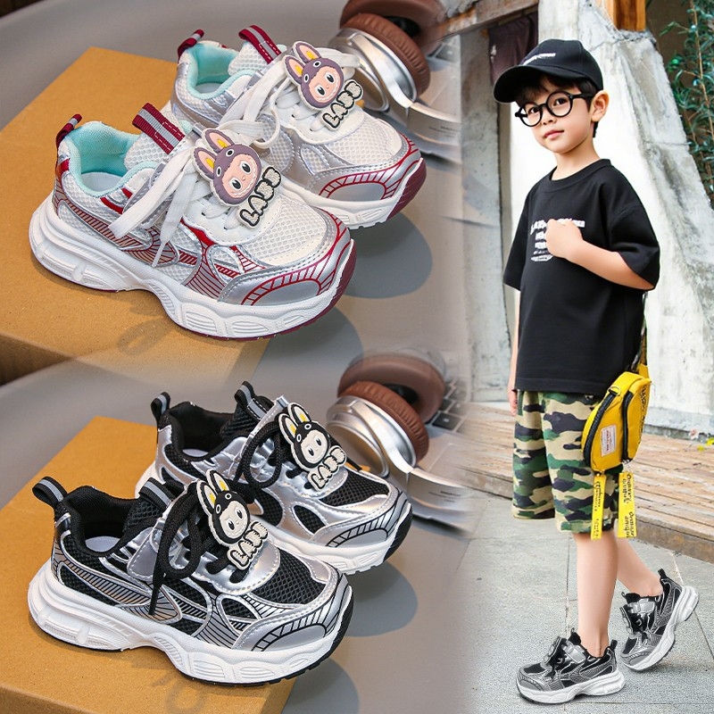 2026 есенен модел в корейски стил, леки обувки dad shoes за деца, Loubabu, карикатурен принт, двойна мрежа, дишащи