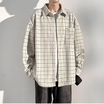 Corduroy košulja-jakna za muškarce, vintage karirani uzorak, ležernog kroja, proljeće-jesen