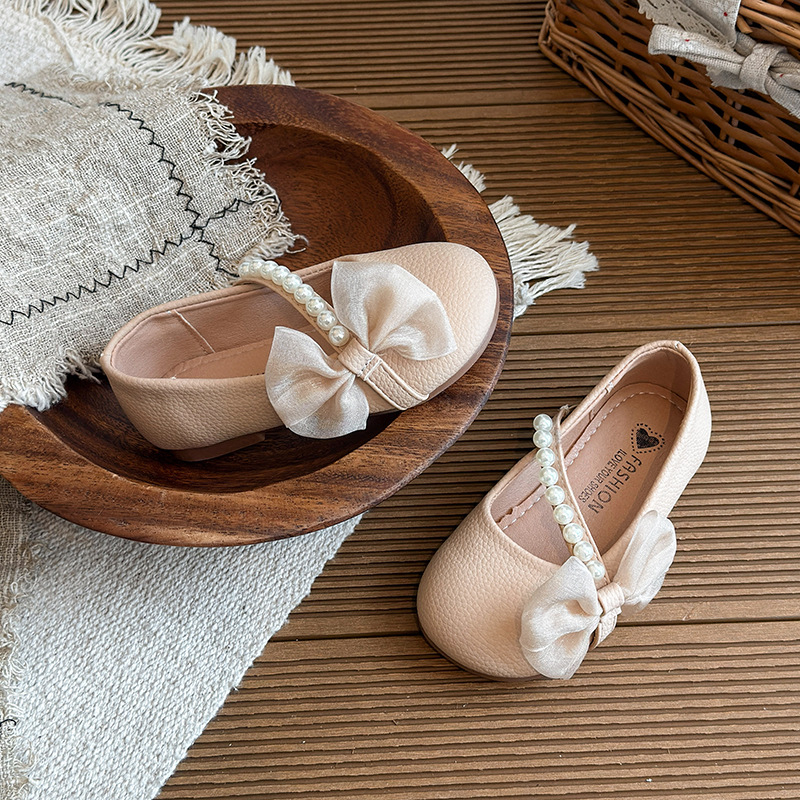 Dječje cipele s mekom potplatom, princeza stil s perlama, slip-on, udoban okrugli vrh, za proleće
