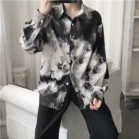 Hong Xinjie muška košulja s dugim rukavima, korejskog stila floralni print
