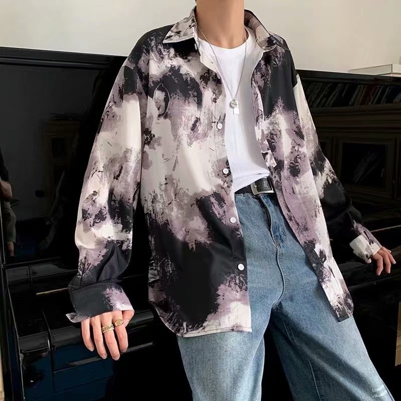 Hong Xinjie muška košulja s dugim rukavima, korejskog stila floralni print