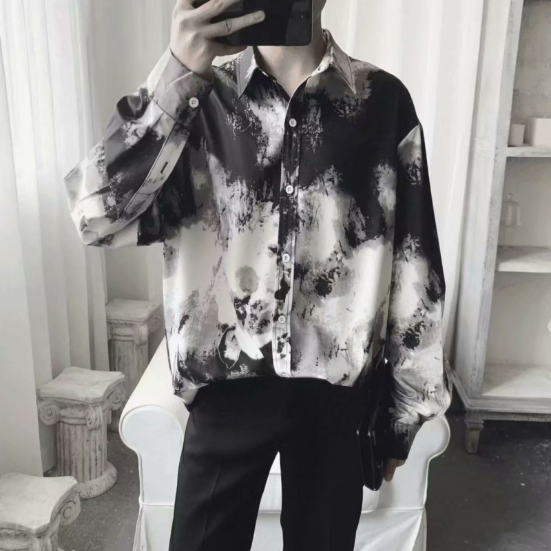 Hong Xinjie muška košulja s dugim rukavima, korejskog stila floralni print