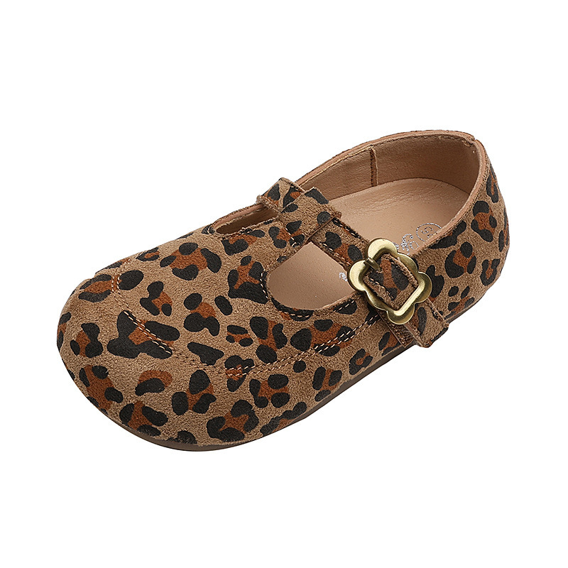 Dječje cipele s leopard uzorkom i točkicama, perforirani dizajn, meka đon, Velcro zatvarač, Birkenstock stil casual obuća