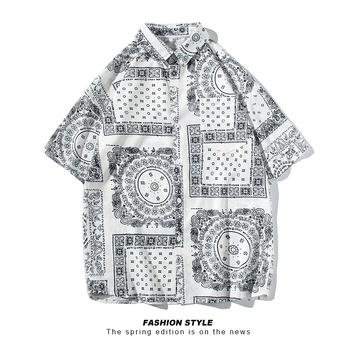 Ljetna košulja s floralnim printom, kratkih rukava, unisex, etno casual stil