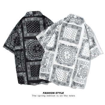Ljetna košulja s floralnim printom, kratkih rukava, unisex, etno casual stil