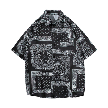 Ljetna košulja s floralnim printom, kratkih rukava, unisex, etno casual stil