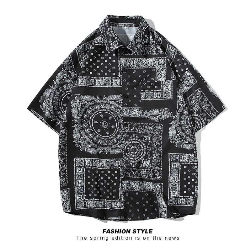Ljetna košulja s floralnim printom, kratkih rukava, unisex, etno casual stil