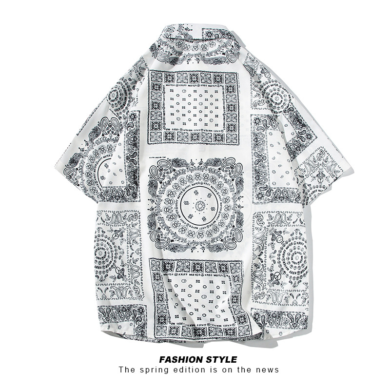 Ljetna košulja s floralnim printom, kratkih rukava, unisex, etno casual stil