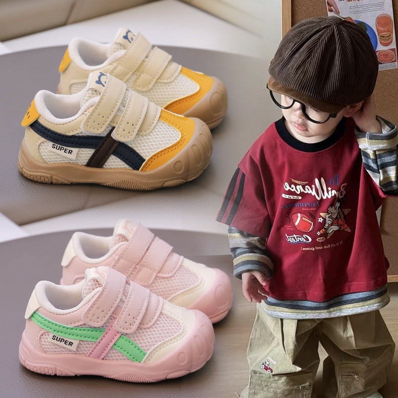 Hodajuće cipele za bebe, mekana potplat, unisex, proljetni model 2026, zatvarač na Velcro, PU umjetna koža, crtani uzorak, niski vrh, korejski stil
