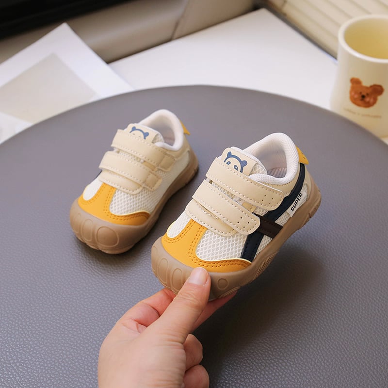 Hodajuće cipele za bebe, mekana potplat, unisex, proljetni model 2026, zatvarač na Velcro, PU umjetna koža, crtani uzorak, niski vrh, korejski stil