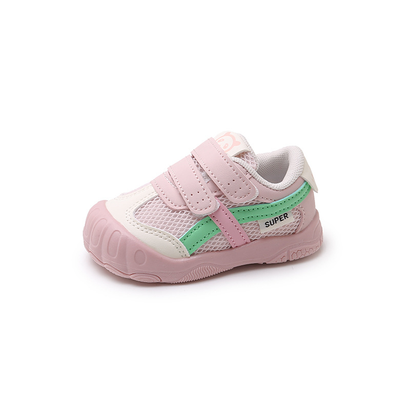 Hodajuće cipele za bebe, mekana potplat, unisex, proljetni model 2026, zatvarač na Velcro, PU umjetna koža, crtani uzorak, niski vrh, korejski stil