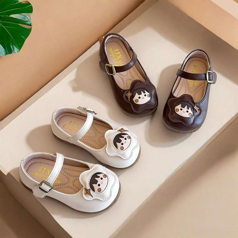 Dječji kožni loaferi u korejskom stilu, unisex, mekana potplata, niski gornji dio, Velcro zatvarač, za djecu 4–6 godina