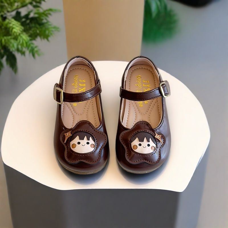 Dječji kožni loaferi u korejskom stilu, unisex, mekana potplata, niski gornji dio, Velcro zatvarač, za djecu 4–6 godina