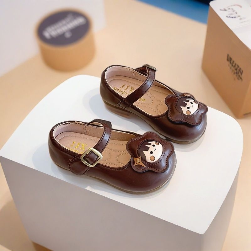 Dječji kožni loaferi u korejskom stilu, unisex, mekana potplata, niski gornji dio, Velcro zatvarač, za djecu 4–6 godina