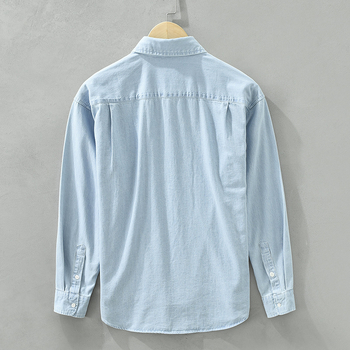 6691 Denim košulja s dugim rukavima s vezom, japanski casual stil, minimalistički umjetnički top