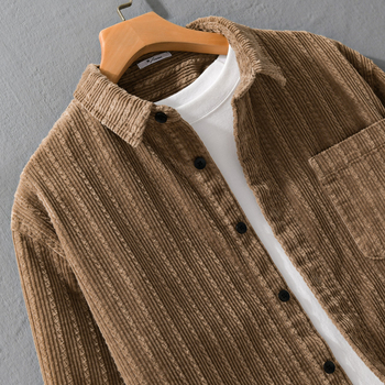 Muška košulja od corduroy pamuka, jesen-zima, slobodan kroj, casual stil, model 9955