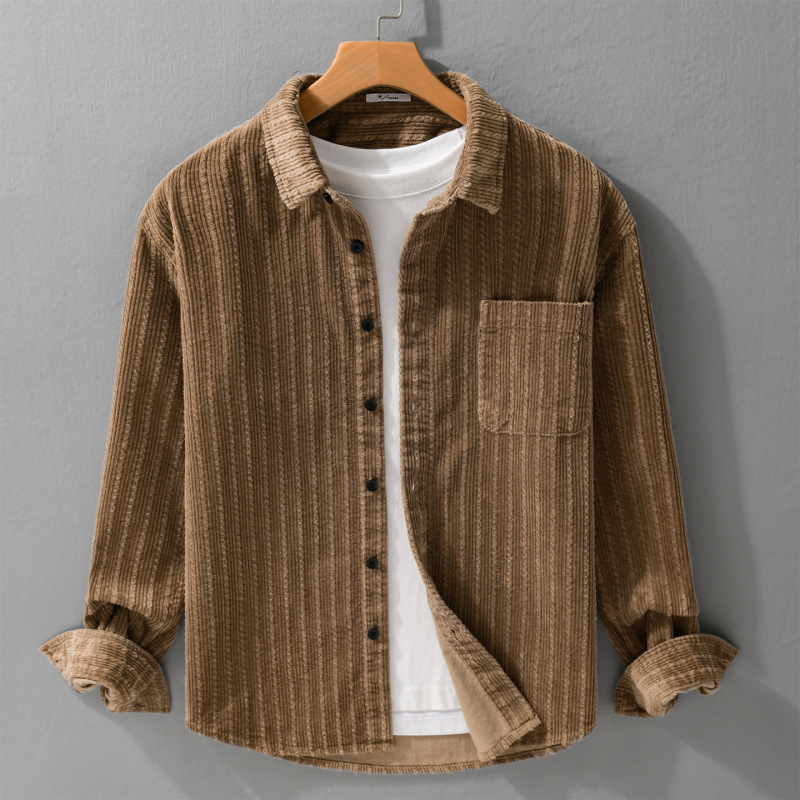 Muška košulja od corduroy pamuka, jesen-zima, slobodan kroj, casual stil, model 9955