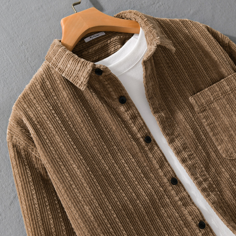 Muška košulja od corduroy pamuka, jesen-zima, slobodan kroj, casual stil, model 9955
