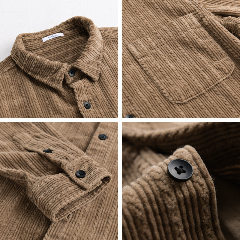 Muška košulja od corduroy pamuka, jesen-zima, slobodan kroj, casual stil, model 9955
