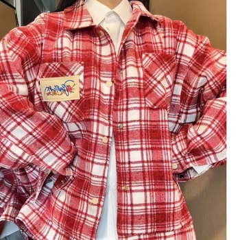 Američki ulični stil, blok boja s retro karom — košulja s dugim rukavima za jesen, opuštenog kroja, unisex