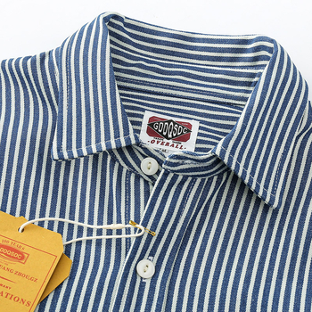 Teška radna košulja za muškarce s dugim rukavima, vintage američki stil, uspravne pruge, 100% pamuk