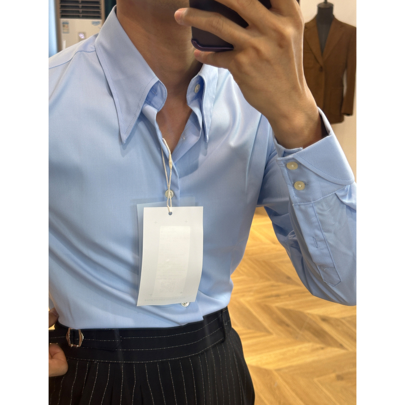Ruishen Clothing muška košulja s dugim rukavima, za četiri sezone, talijanski carski ovratnik, skrivene kopče, bez glađenja, poslovno casual, Bond rukav