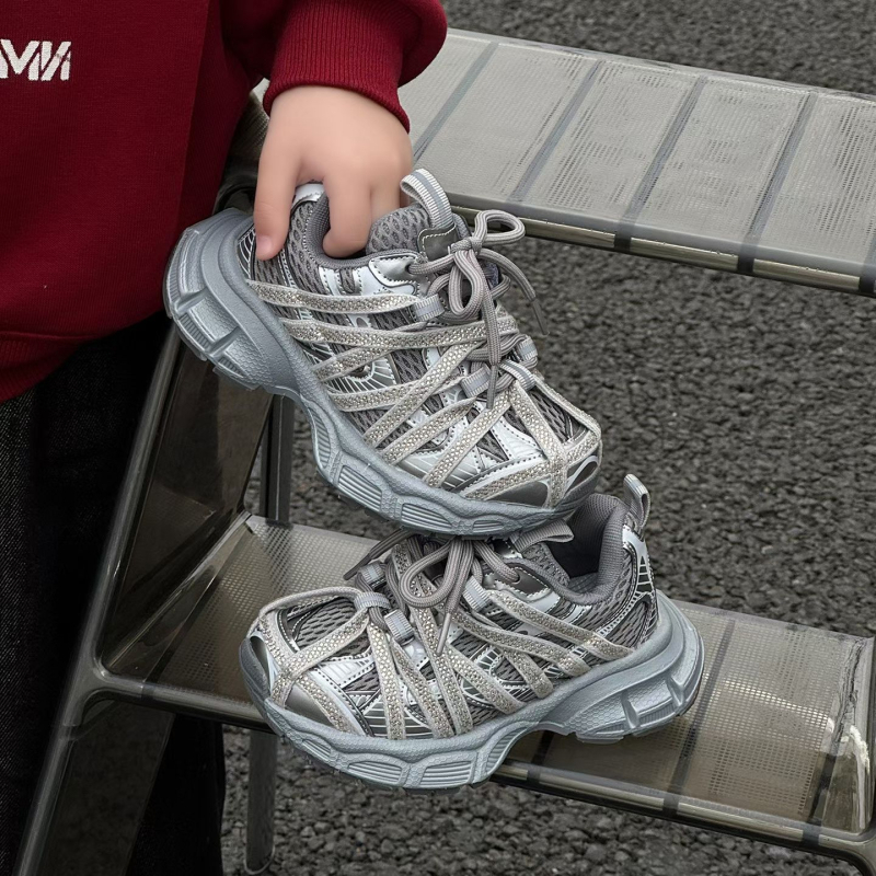 Dječje mrežaste tenisice, lagane, unisex, model Paris Spider, s Velcro zatvorenjem, rhinestones ukrasi, EVA potplat, jesen-zima 2025