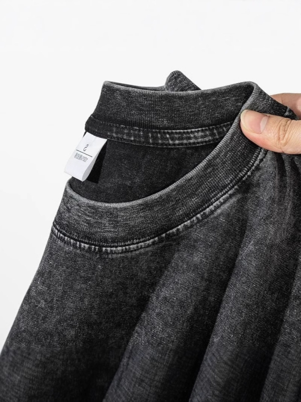 260 g teška pamučna majica kratkih rukava, oprana, vintage američki retro stil, unisex, jednobojna, ljeto 2025