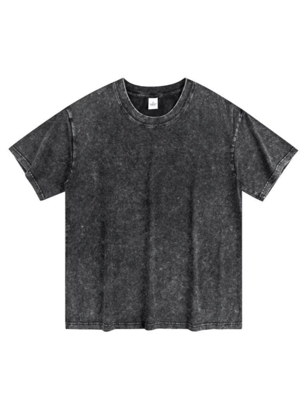 260 g teška pamučna majica kratkih rukava, oprana, vintage američki retro stil, unisex, jednobojna, ljeto 2025