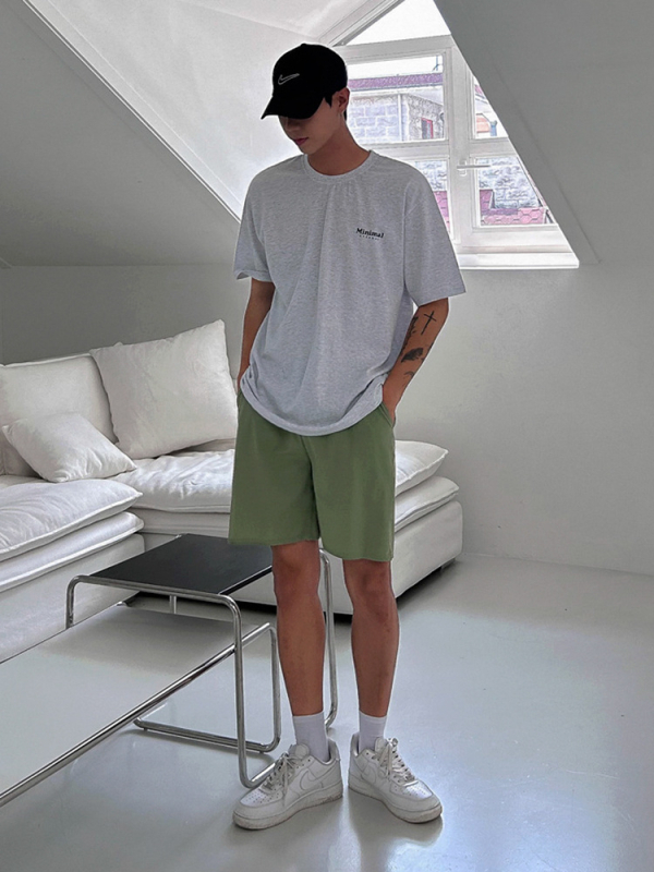 MYQ Pi Shuai muška pamučna T-shirt s kratkim rukavima, opuštena silueta, korejski stil, natpis slovima, okrugli izrez