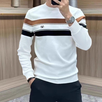 Muški T-shirt s okruglim izrezom, blok boja i pruge, svestran casual stil, slim fit, kratki rukavi, flis unutrašnjost, poliester smjesa, ljeto 2024