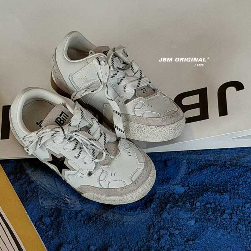 JBM dječje modne sportske tenisice s Velcro kopčanjem - unisex, sa zvjezdanim uzorkom, korejski stil s završnim bojom ispranim završetkom, gumeni potplat