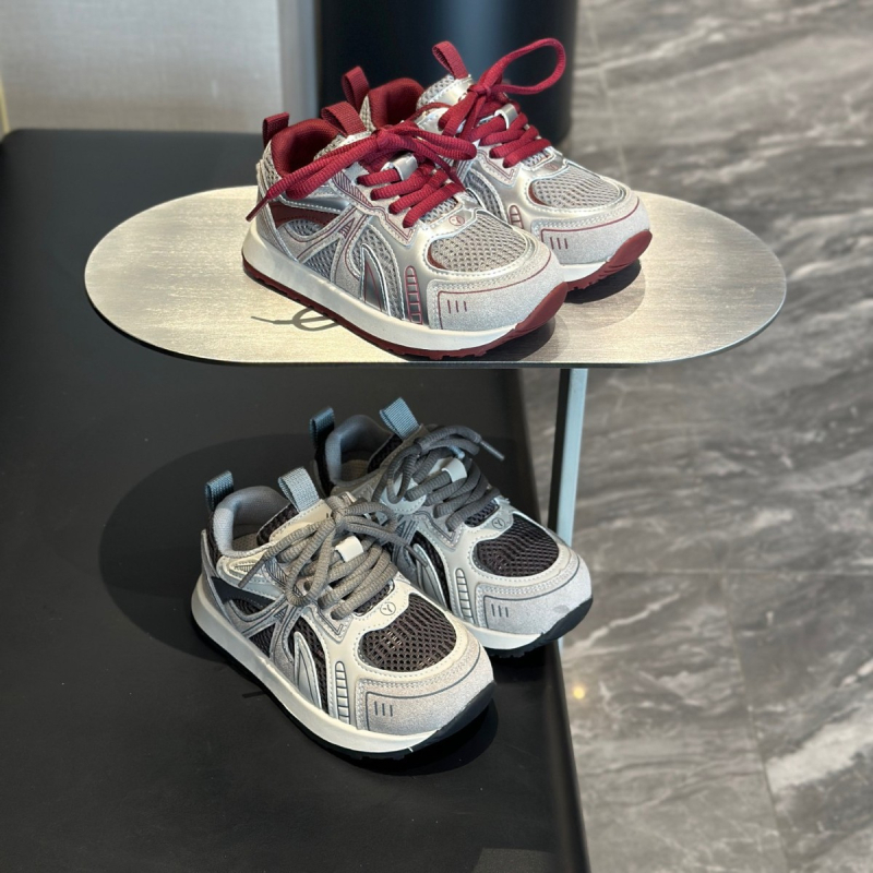 Детски обувки Dad Shoes за есен 2025, унисекс, спортни обувки за бягане и ходене, леки и дишащи, закопчаване с лепенка, едноцветен дизайн, горен материал: супер влакно, подметка EVA