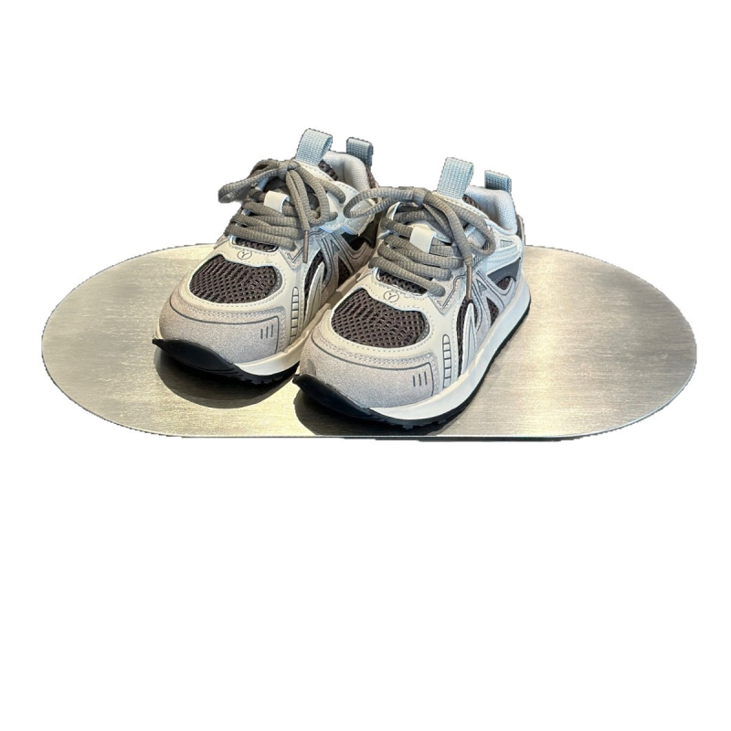 Детски обувки Dad Shoes за есен 2025, унисекс, спортни обувки за бягане и ходене, леки и дишащи, закопчаване с лепенка, едноцветен дизайн, горен материал: супер влакно, подметка EVA