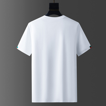 Muški ljetni T‑shirt kratkih rukava s izvezenim logom pčele, okrugli izrez, pamuk, slim fit