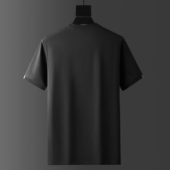 Muški ljetni T‑shirt kratkih rukava s izvezenim logom pčele, okrugli izrez, pamuk, slim fit