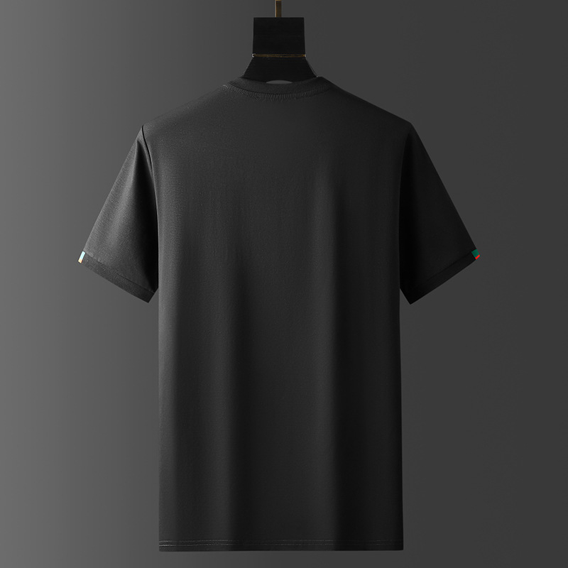 Muški ljetni T‑shirt kratkih rukava s izvezenim logom pčele, okrugli izrez, pamuk, slim fit