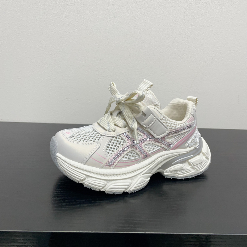 Dječje tenisice s ukrasom od šljokica, prozračne i udobne, klasični mrežasti gornji dio, ljeto 2026, stil dad sneakers