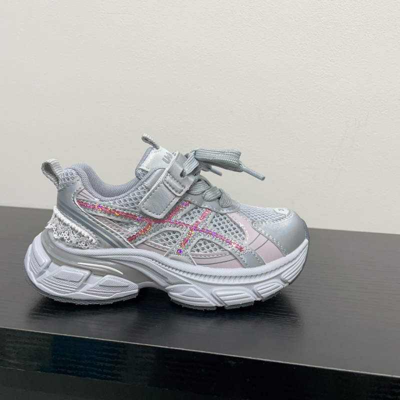 Dječje tenisice s ukrasom od šljokica, prozračne i udobne, klasični mrežasti gornji dio, ljeto 2026, stil dad sneakers