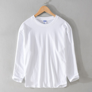 Muška bijela majica s dugim rukavima od 100% pamuka, casual stil, model T102
