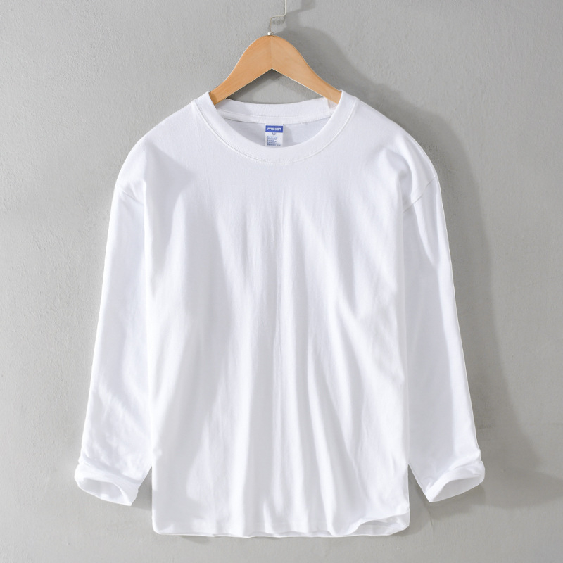 Muška bijela majica s dugim rukavima od 100% pamuka, casual stil, model T102