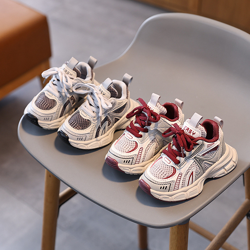 Dječje lagane i moderne tenisice za dječake i djevojčice, unisex dad sneakers stil, gornji dio od mrežice, gumeni potplat, proljeće 2025
