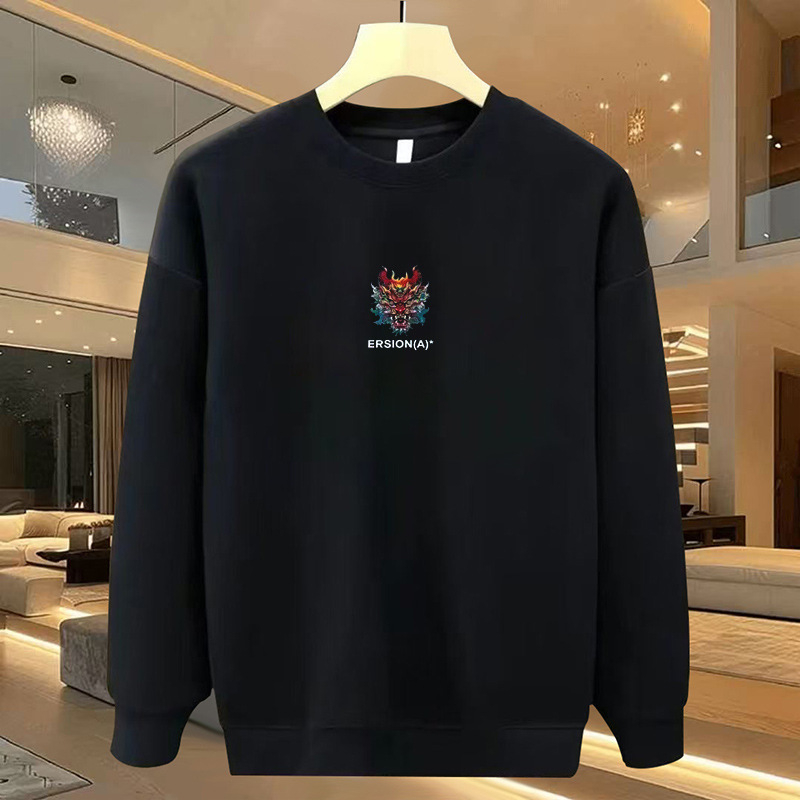 Мъжки плюс размер флисово подплатен дълъг ръкав зимен суитшърт, 96% памук, свободна кройна