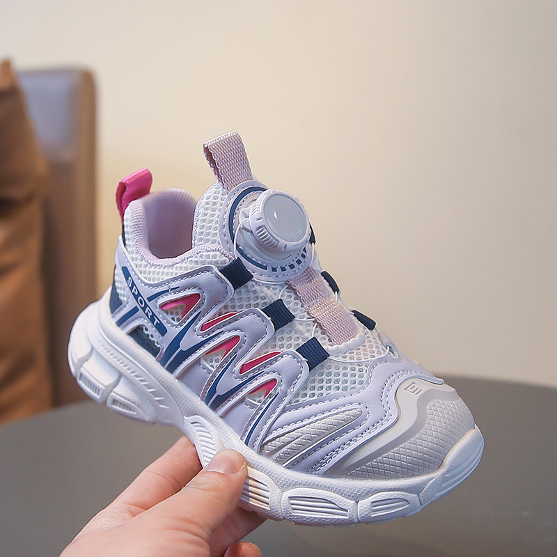 Dječje tenisice s okretljivom kopčom, stil chunky dad shoe, prozračni perforirani gornji dio, lagana meka đon, 2026 proljeće-ljeto