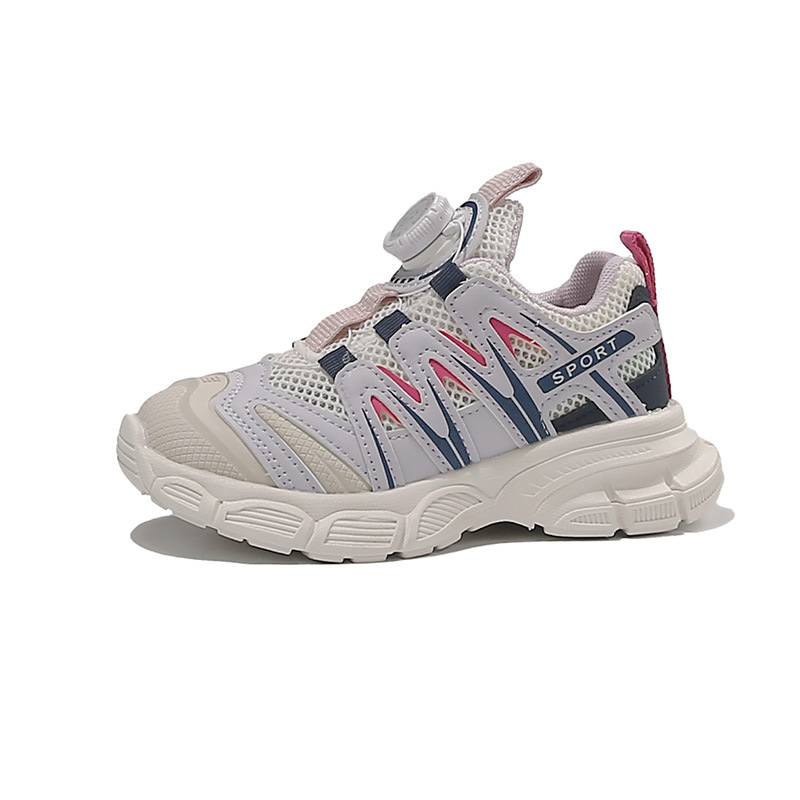 Dječje tenisice s okretljivom kopčom, stil chunky dad shoe, prozračni perforirani gornji dio, lagana meka đon, 2026 proljeće-ljeto