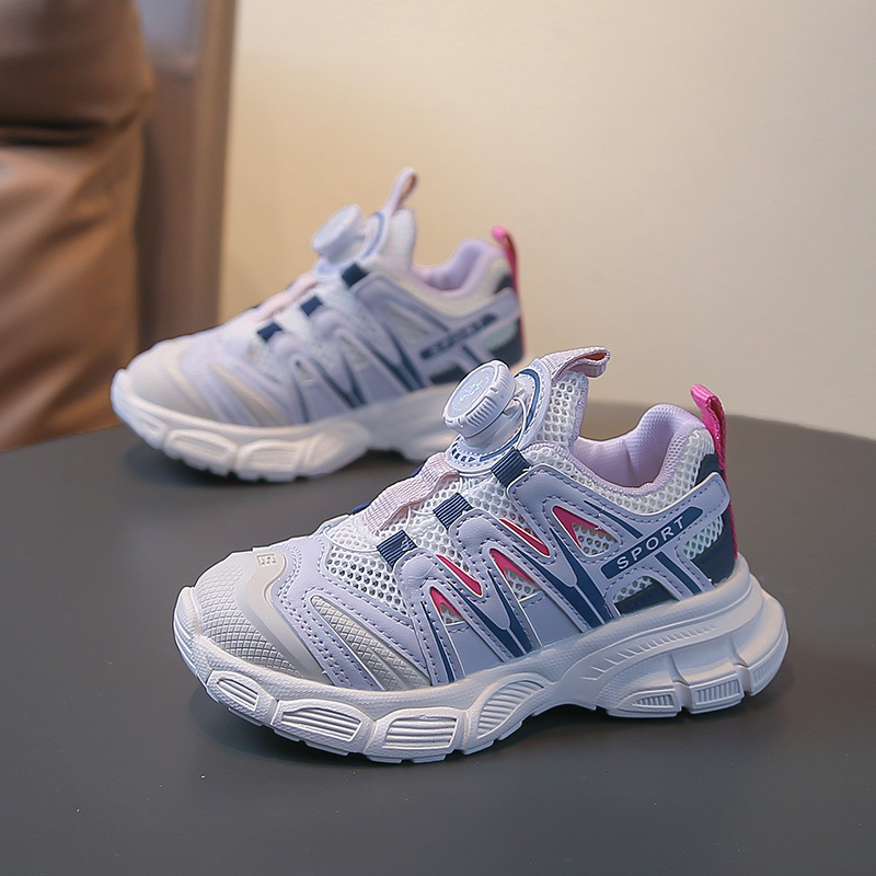 Dječje tenisice s okretljivom kopčom, stil chunky dad shoe, prozračni perforirani gornji dio, lagana meka đon, 2026 proljeće-ljeto