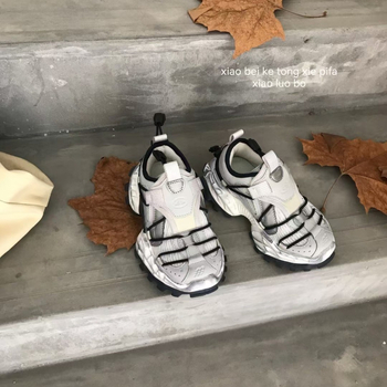Детски маратонки в стил татко (dad shoes) с дистрес ефект, памучна подплата, есен-зима 2024