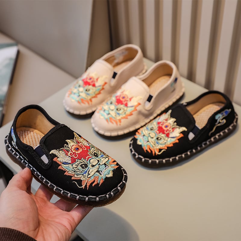Dječje platnene tenisice s izšivkom, slip-on, lagane, protuklizna podloga, tradicionalni kineski stil