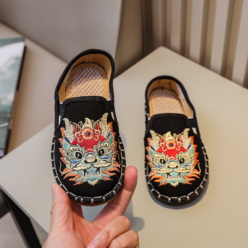 Dječje platnene tenisice s izšivkom, slip-on, lagane, protuklizna podloga, tradicionalni kineski stil